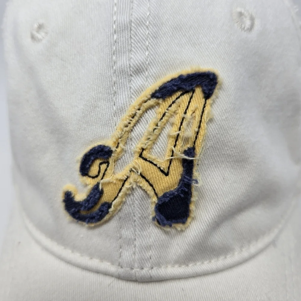 AEROPOSTALE WHITE COTTON BLEND DISTRESSED FITTED BASEBALL HAT CAP UNISEX SMALL/M
